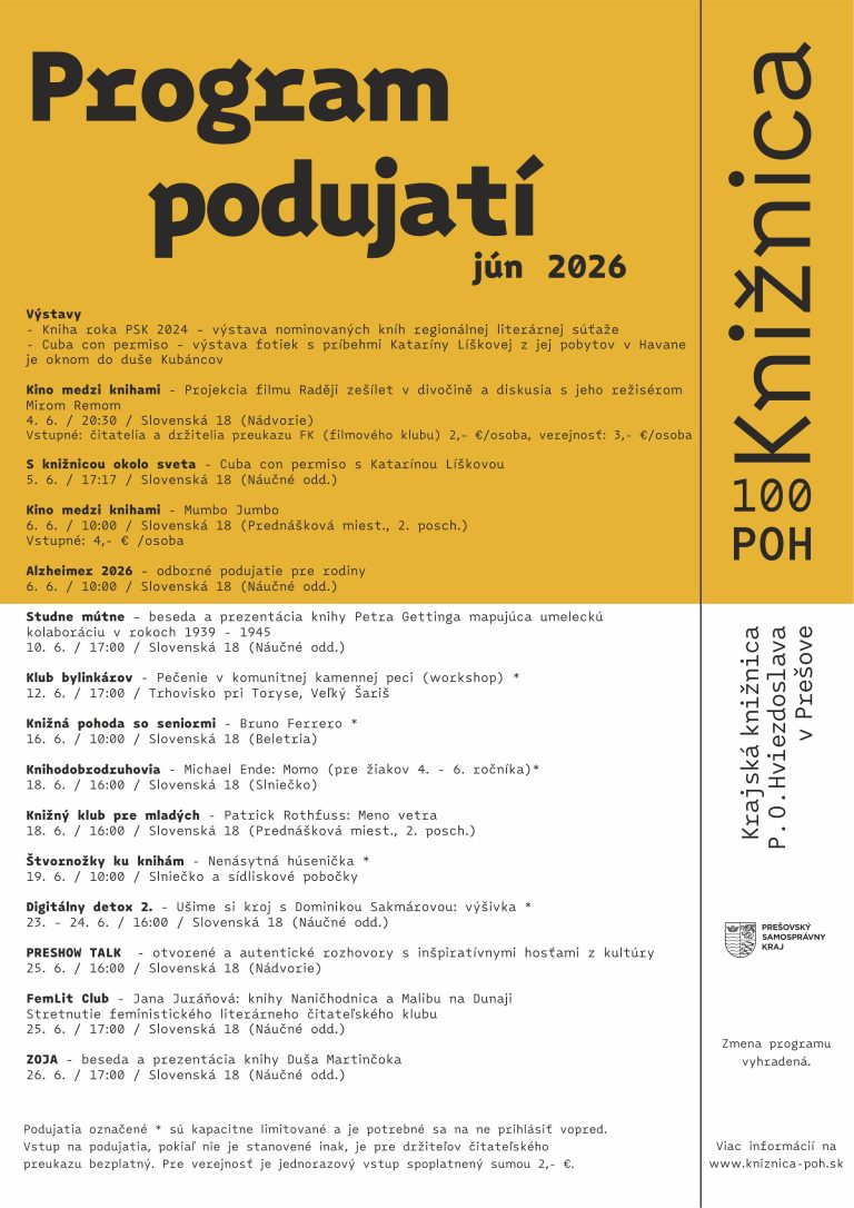 Krajská knižnica P.O.Hviezdoslava - Program 06/26