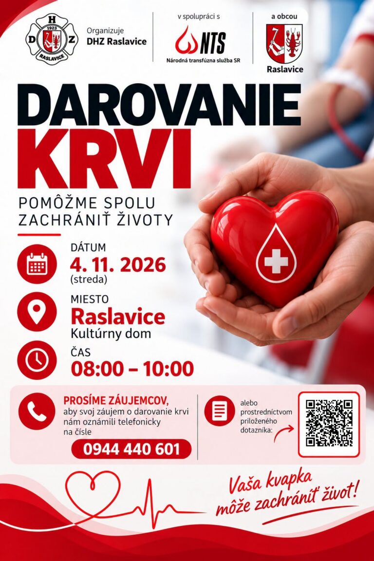 Darovanie krvi v Raslaviciach